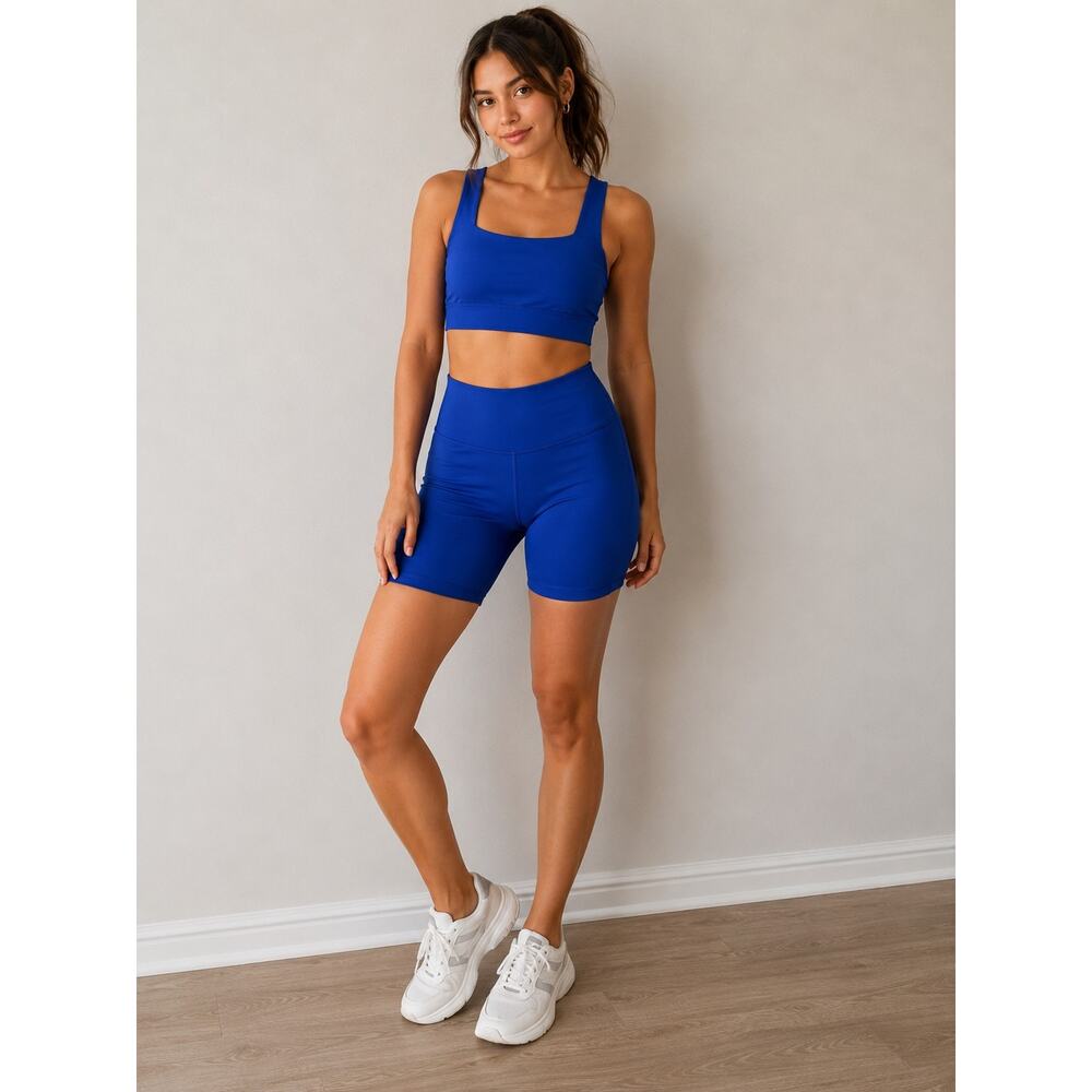 All Fenix Royal Blue Activewear Set Sports Bra Bike Shorts Medium
